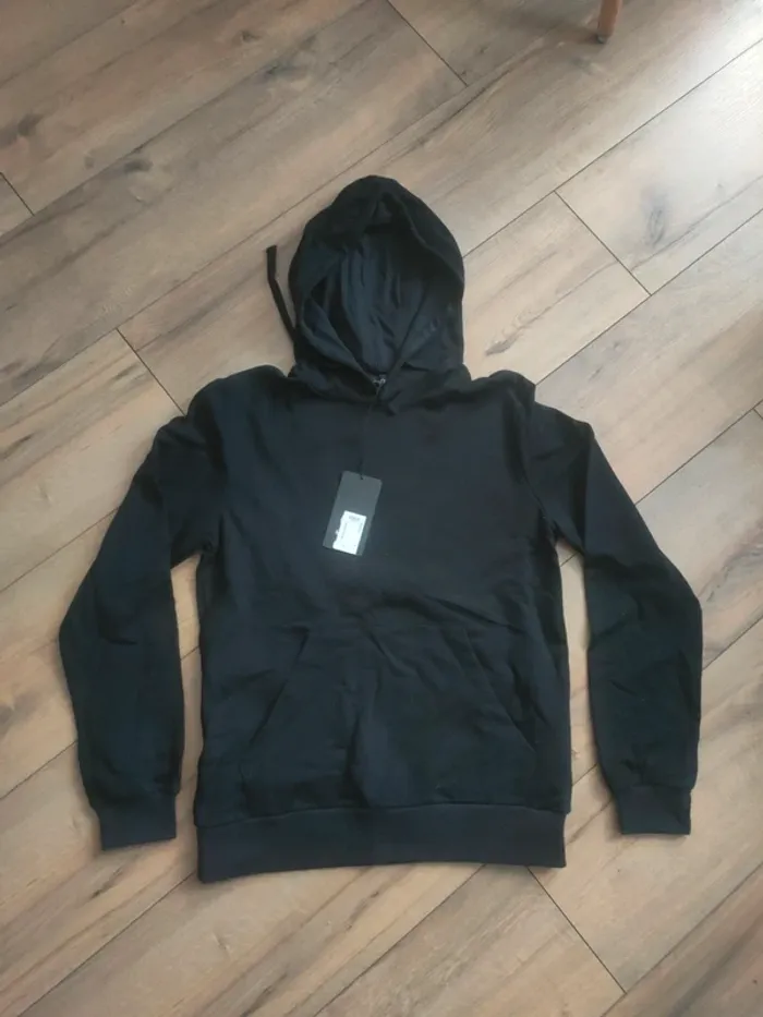 Sweat pull à capuche homme uni noir S