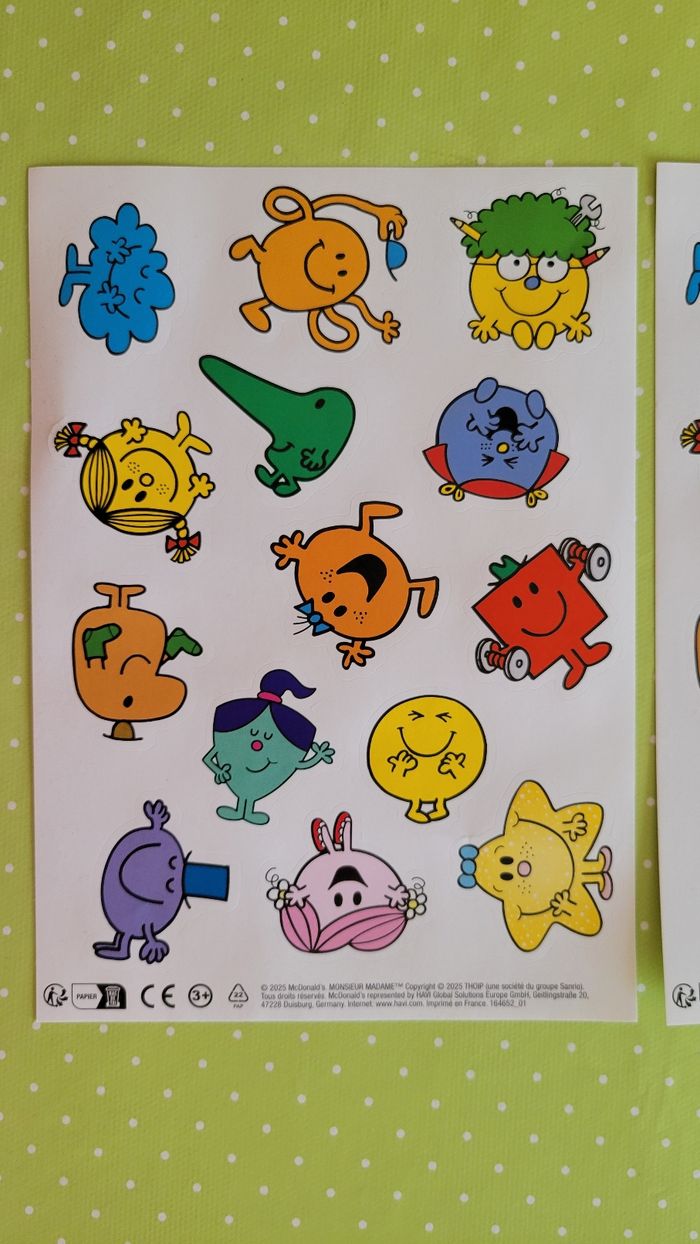 Lot de 2 planches de stickers ou autocollants Madame Monsieur .Stickers ou autocollants Madame Monsieur - photo numéro 2