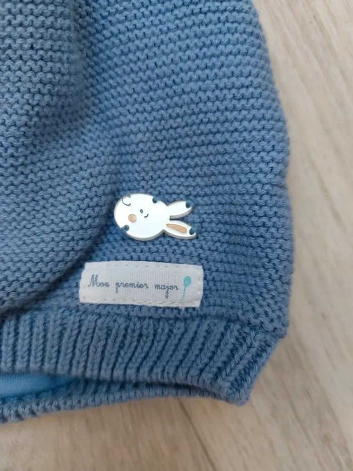 Veste lignée à capuche + bonnet mi-saison Mon premier major 12M - photo numéro 5