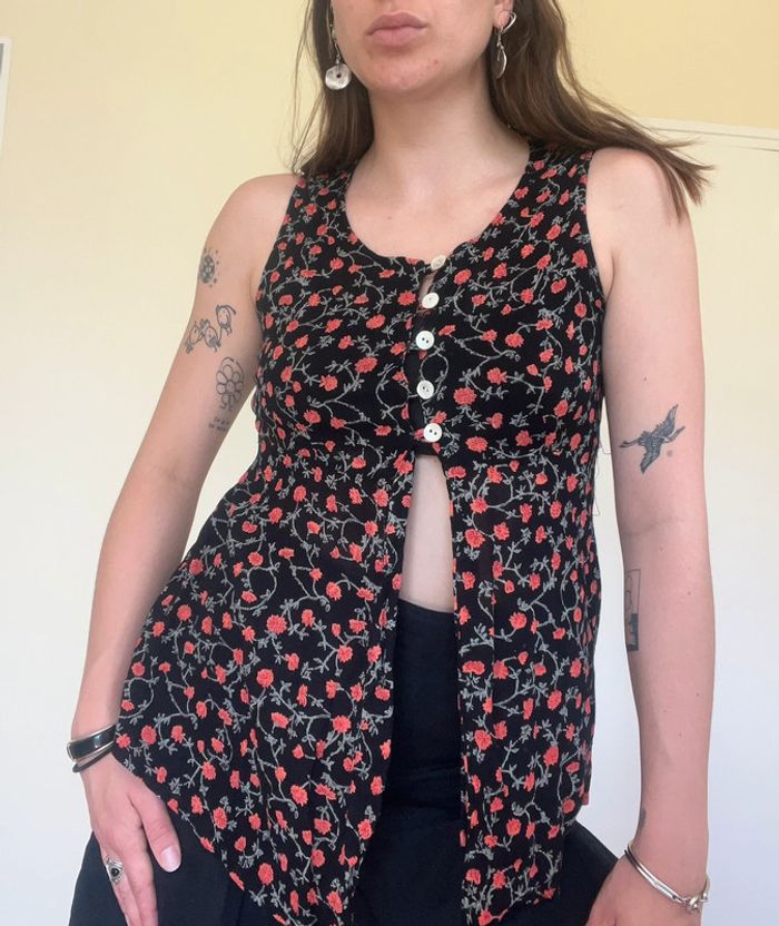 top à fleurs vintage - style romantique coquette champêtre- cute girly flower top