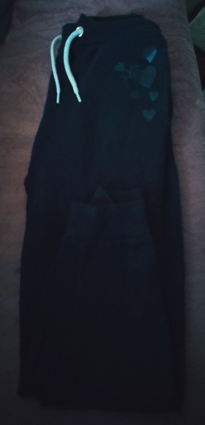 Jooging bleu marine cordons gris pailleté 60% coton - photo numéro 4