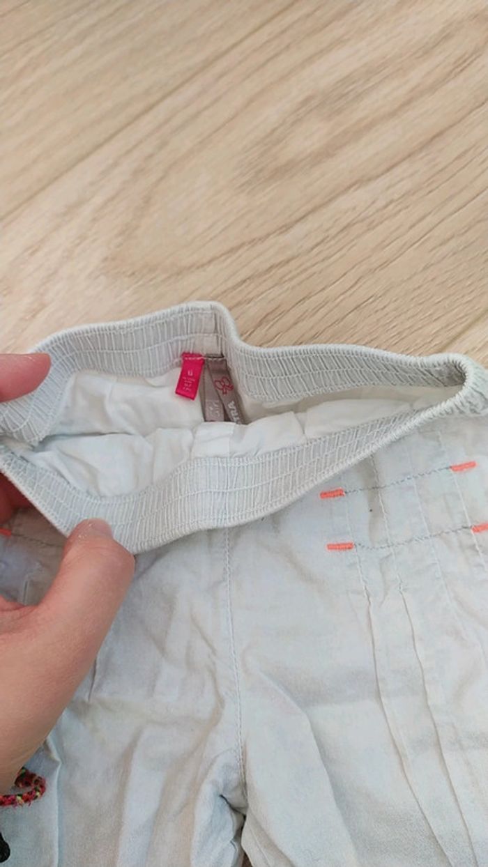 Pantalon été beige orange corail 6 mois noeud - photo numéro 5