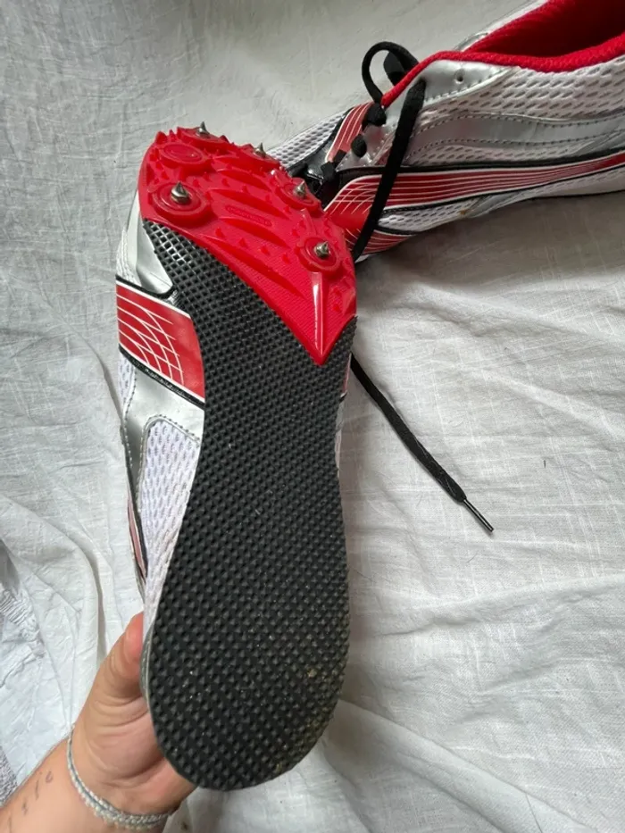 Pointes de course Kalenji AT Start – Taille 45 – Noir / Rouge / Blanc – Excellent état - photo numéro 6