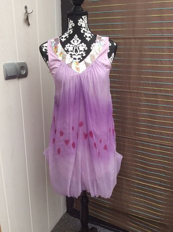Robe tunique lilas/ perles/paillettes -sans manche (n°9)
