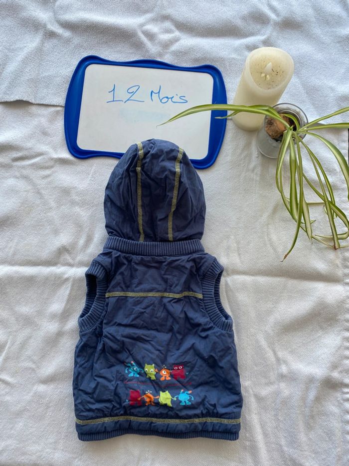 Manteau / doudoune / veste chaude sans manches avec capuche amovible - 12 mois - In extenso - TBE - photo numéro 6