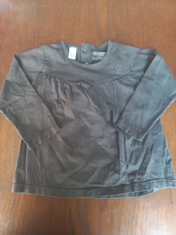 T-shirt gris manches longues Obaïbi 12mois 74cm