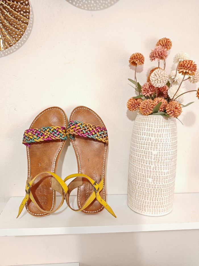 Sandales femme cuir multicolore - photo numéro 2