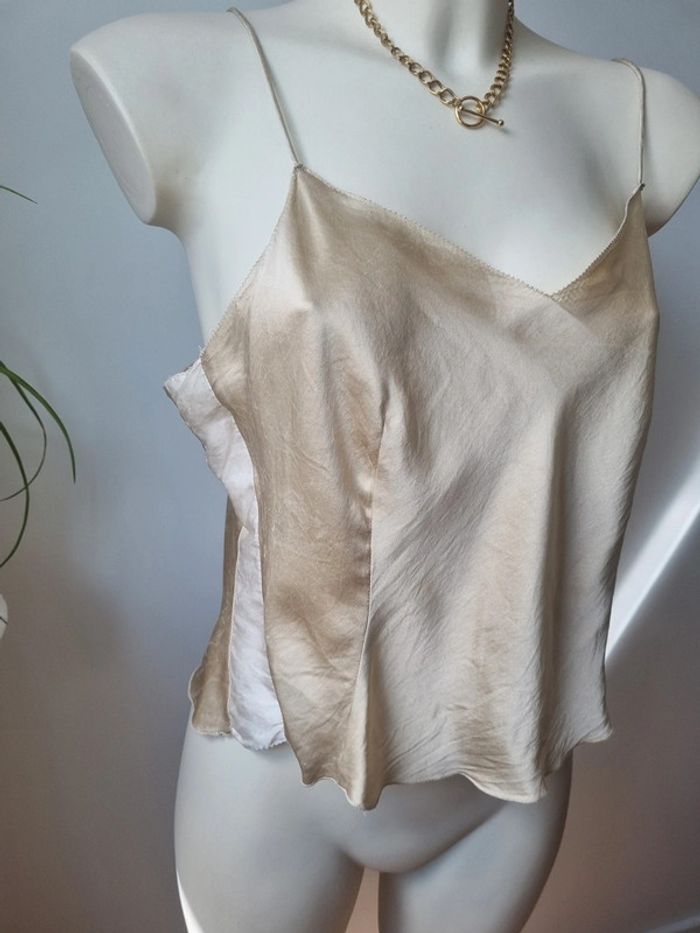 Top 100 % soie doré vintage - photo numéro 10