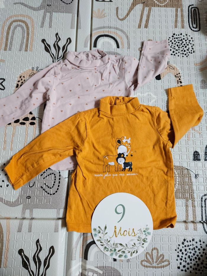 2 t-shirt manches longues 9 mois