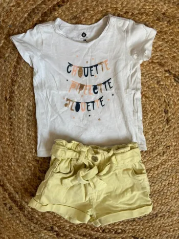 Ensemble tenue 2 pièces short t-shirt tao 12 mois