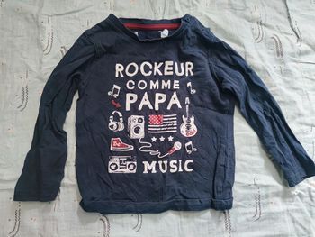 T-shirt manches longues rockeur comme papa T.24 mois
