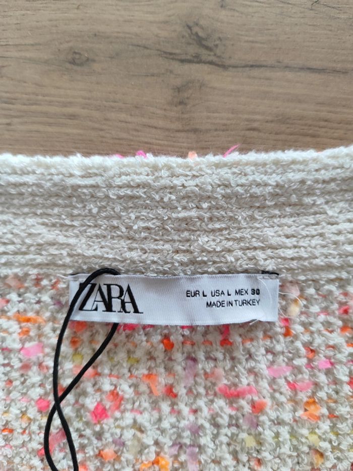 Jupe courte Zara blanche et rose Taille L - Chic et tendance - photo numéro 5