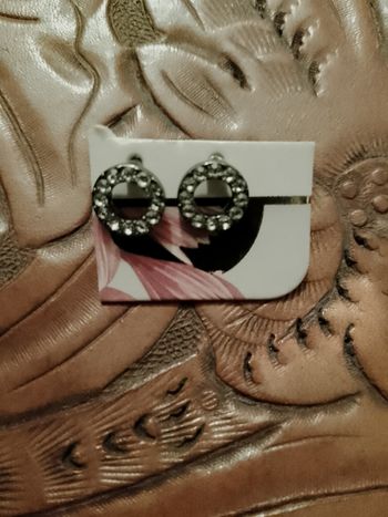 boucles d'oreilles en métal et strass translucides.