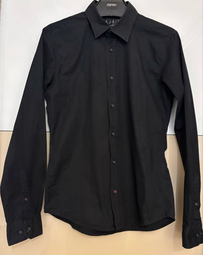 Chemise noire slim fit homme M - photo numéro 2