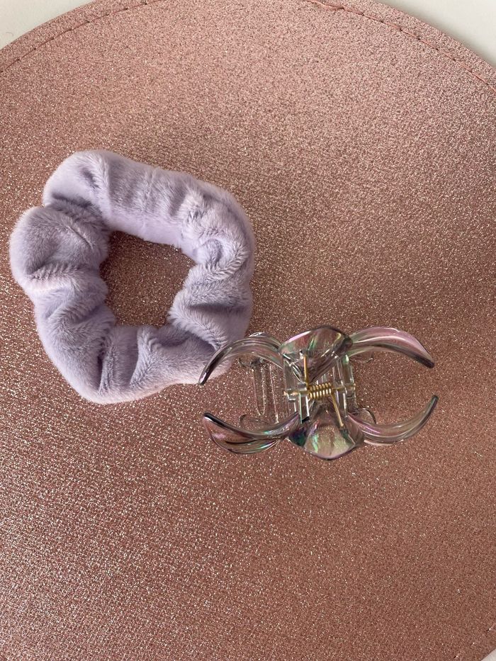 Pince + chouchou cheveux violet - photo numéro 2