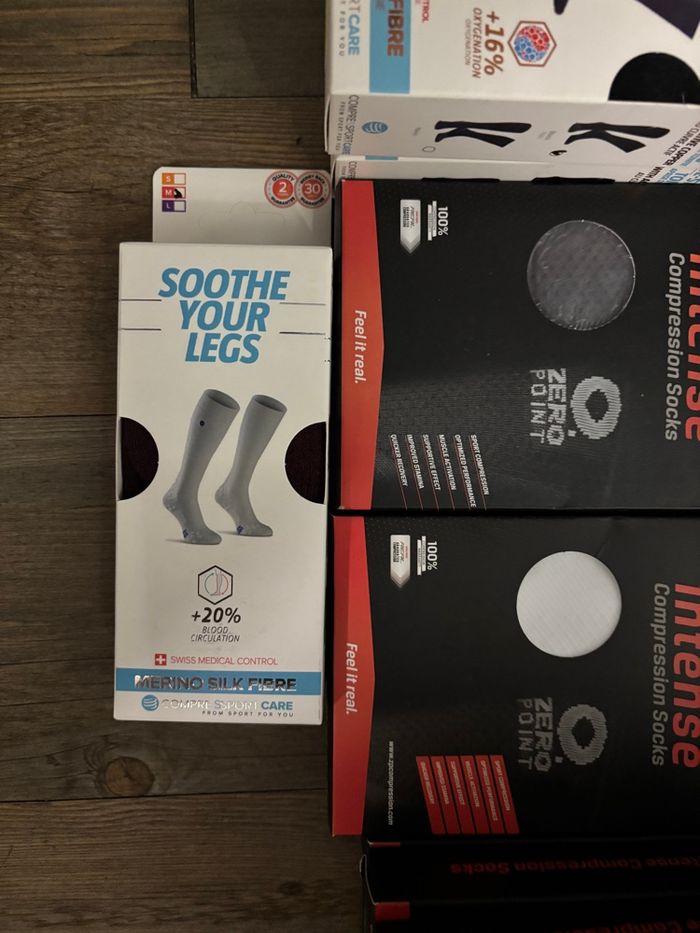 Chaussettes de compression COMPRESSPORT Care Copper – Merino Silk Fibre – Taille M et L – Neuf - photo numéro 7