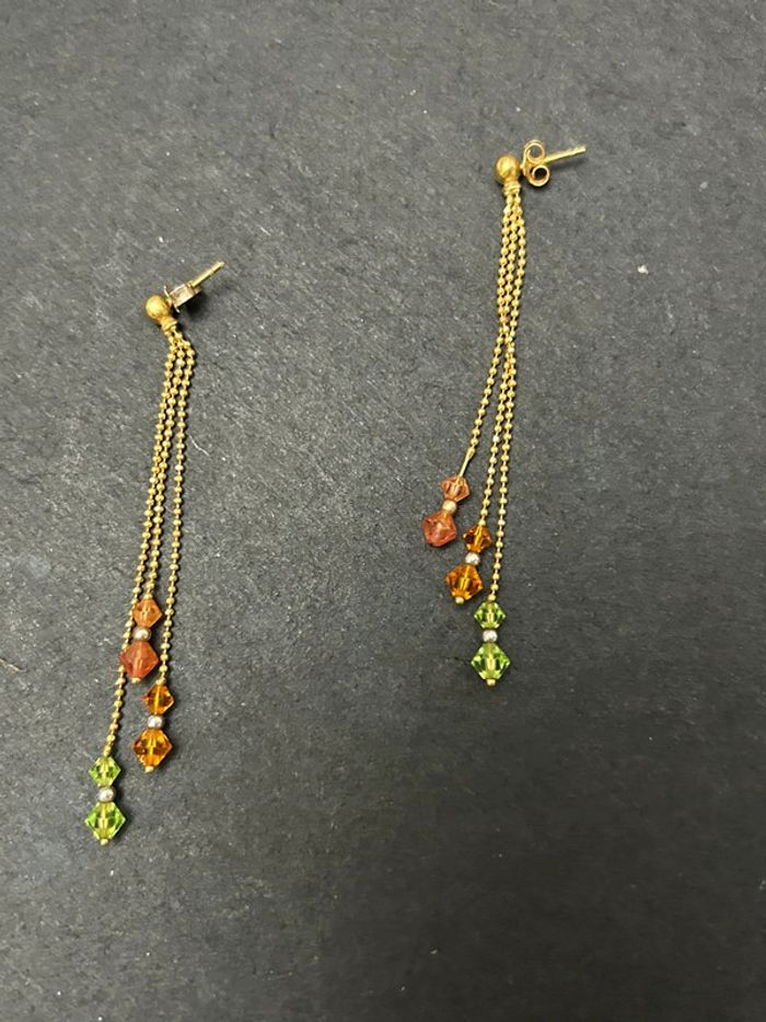 Belle paire de boucles d’oreilles pendantes en or 18 carats avec perles femme TBE - photo numéro 7