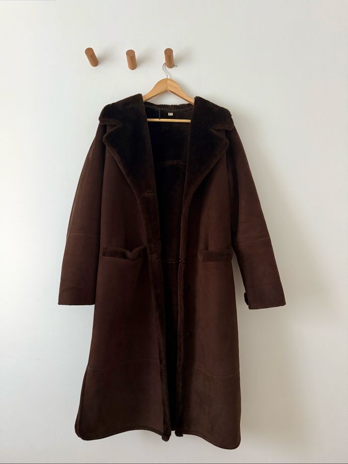 Manteau long effet daim