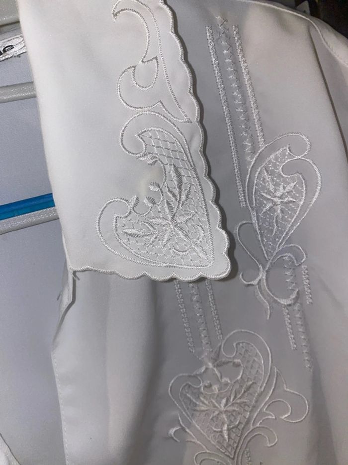 Chemise chic blanche vintage  avec broderie taille 46 - photo numéro 11