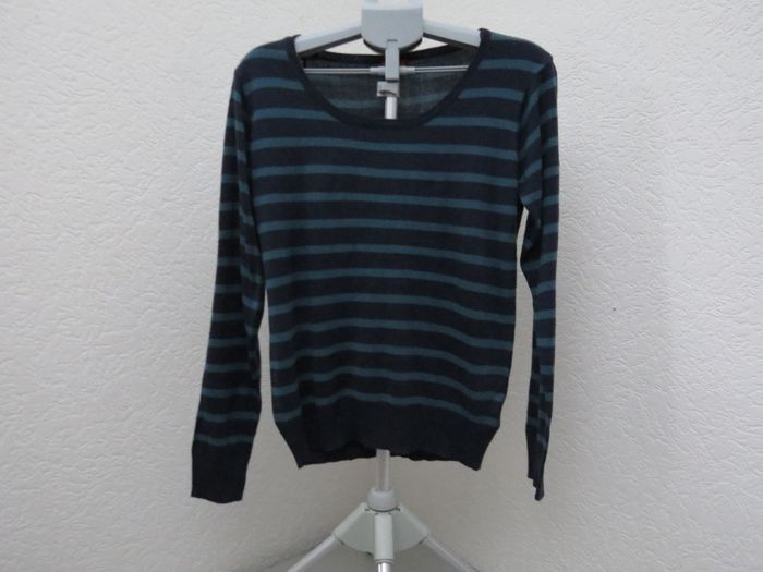 pull rayé tissaia basics bleu marine et vert