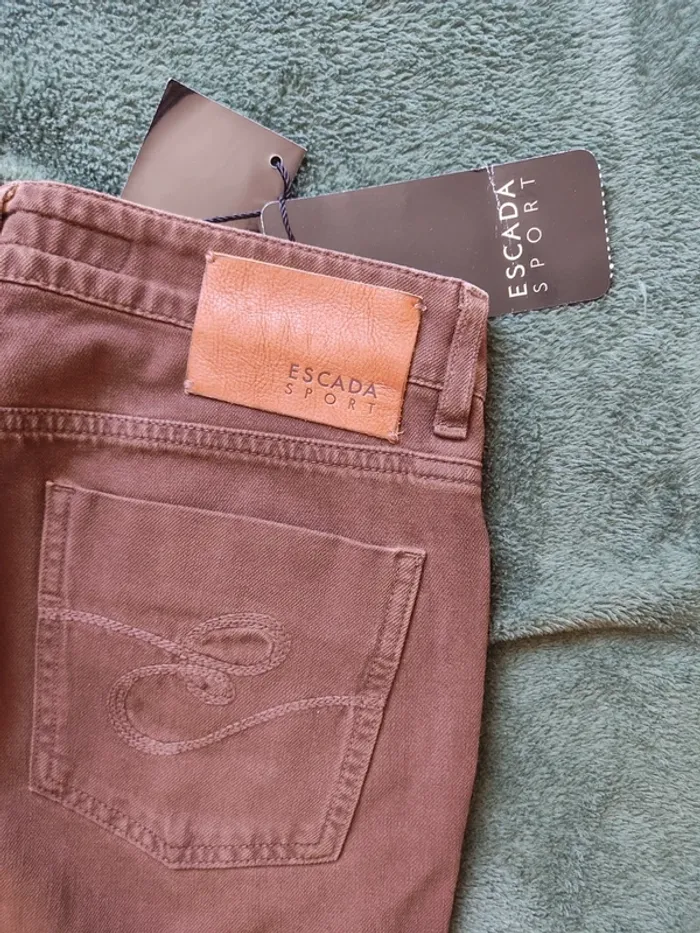 Pantalon bicolore marron slim femme Escada Sport 34 Neuf - photo numéro 8