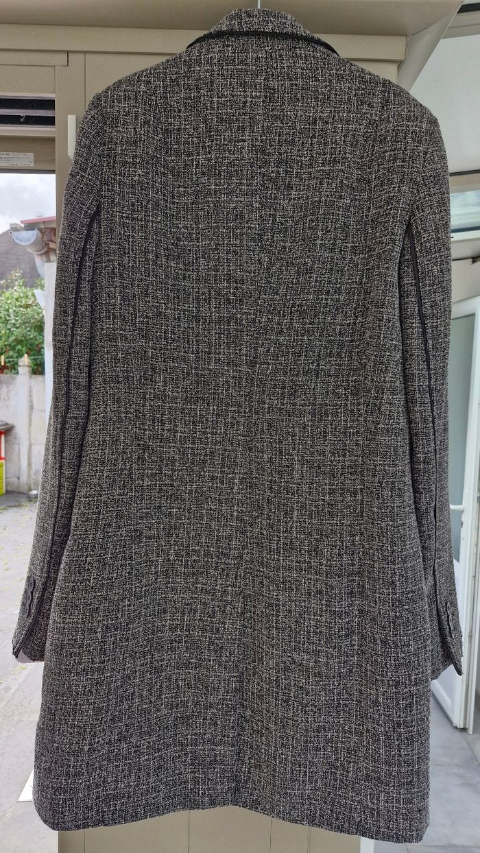Manteau long gris et noir chiné M&S Mode - photo numéro 7