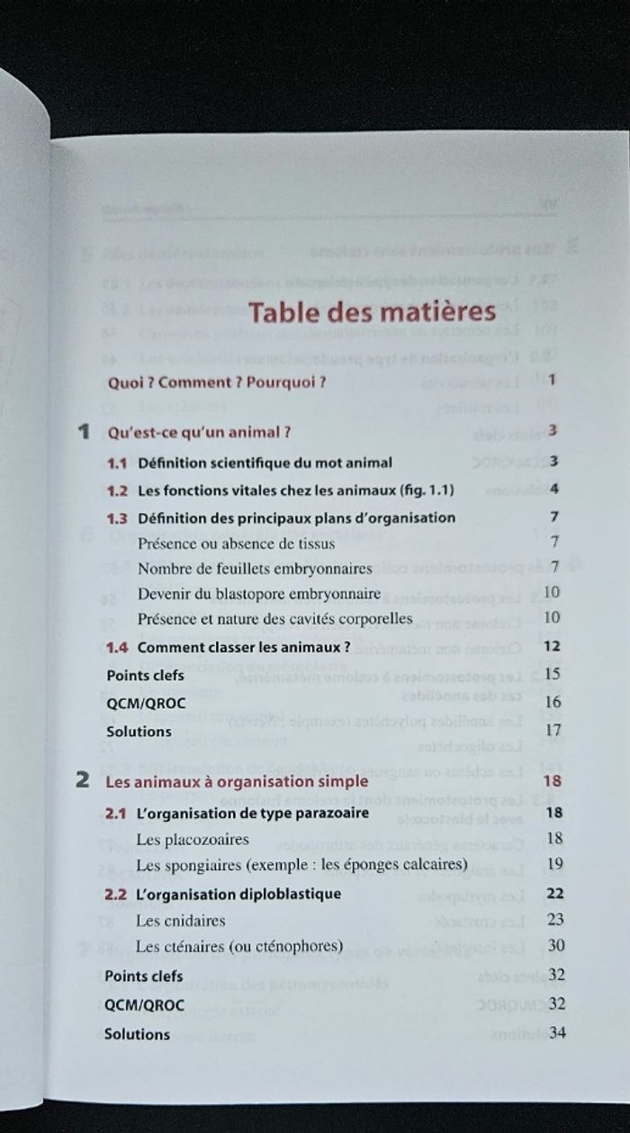 Manuel Biologie animale - Cours + QCM + QROC- Licence/Prépa/Master - photo numéro 3