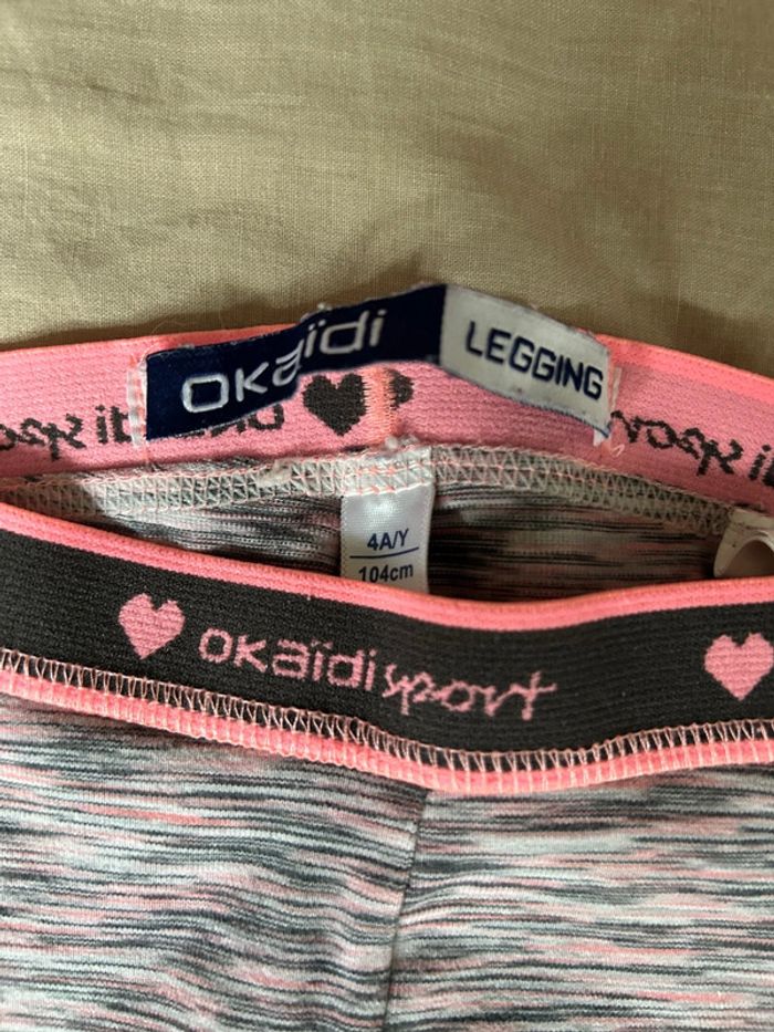 Legging rose et gris type sport okaidi taille 4 ans - photo numéro 2
