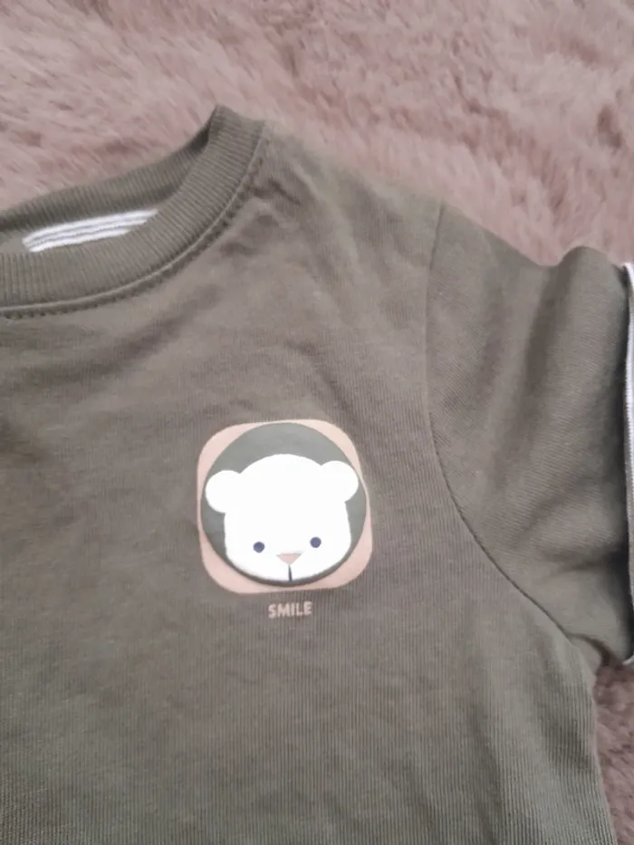 T-shirt manche courte en taille 3 mois marque Obaïbi - photo numéro 2