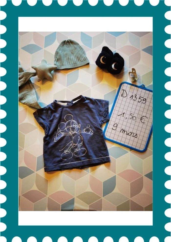 D1359 - tee-shirt garçon 9 mois - photo numéro 3