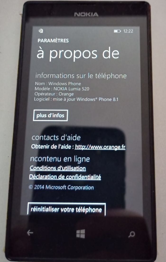 NOKIA LUMIA 520 windows phone 8.1 pour opérateur Orange - photo numéro 4