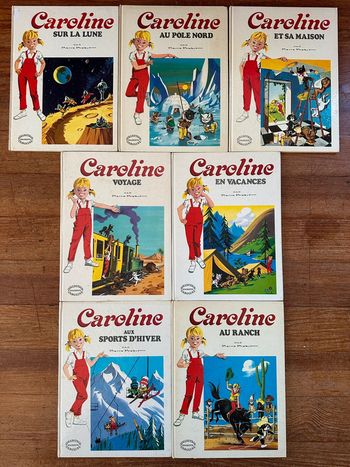 Pierre Probst - TBE - Lot de 7 Grands Albums Hachette Caroline livres anciens blancs bd