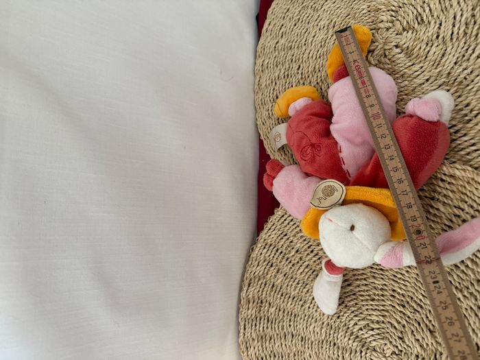 Doudou pantin lapin rose orange blanc BABY NAT - photo numéro 4