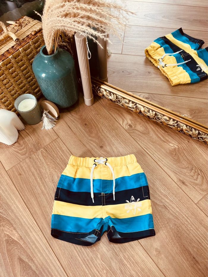 Taille 12 mois short de bain garçon Orchestra jaune bleu turquoise marine 💙