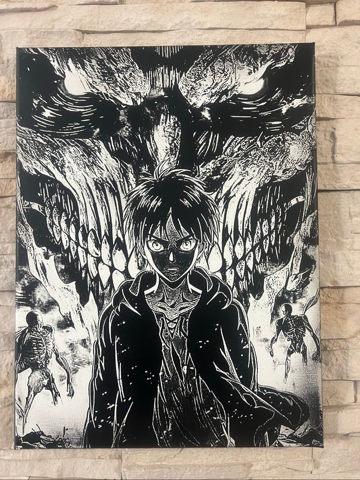 Tableau Eren & Titan Originel en toile 30x40cm – L’Attaque des Titans - photo numéro 5