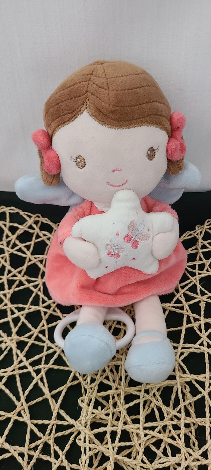 TEX DOUDOU POUPEE ANGE FILLE ROSE MUSICAL ETOILE