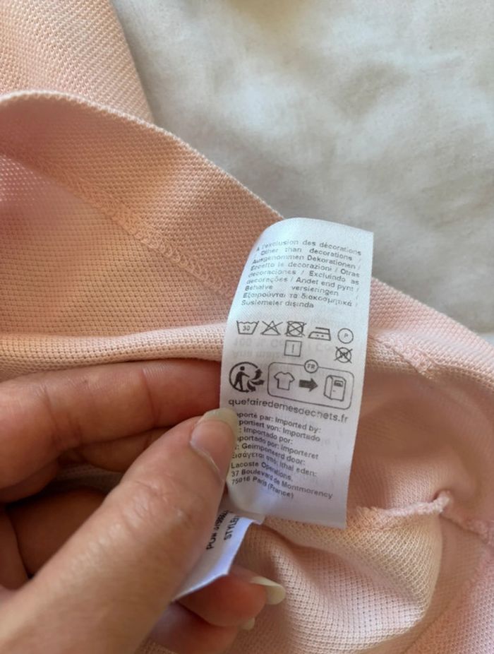 Polo Lacoste femme M (38) slim fit – rose pâle – 100% coton – comme neuf - photo numéro 7