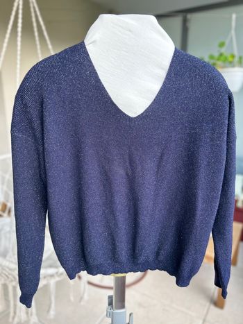 Pull bleu pailleté avec lacet croisé dans le dos Miss United