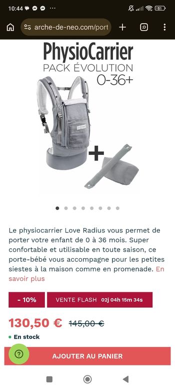 Porte bébé love raduis physiocarrier 
