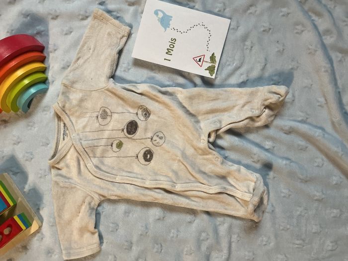 pyjama grenouillère en velours gris clair ouverture devant 1 mois vertbaudet - photo numéro 2