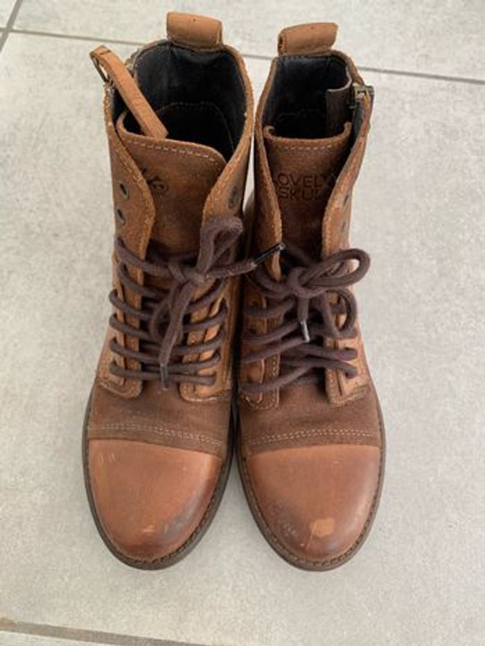 Bottines marron en cuir taille 34 - photo numéro 2