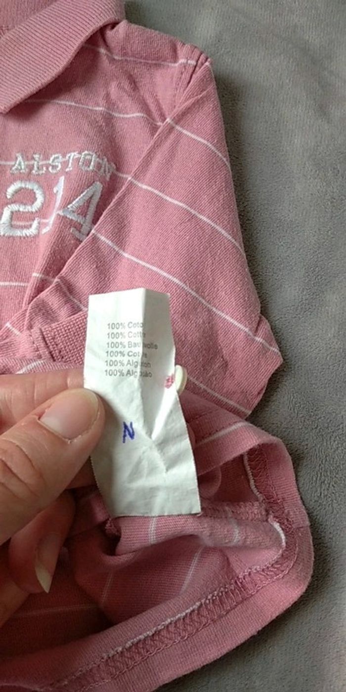 Chemise polo manches longues Garçon 6 mois rose rayé blanc 100% coton Alston 214 Grain de blé - photo numéro 10