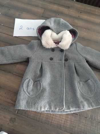 Manteau duffle coat gris bébé fille t 18 24 mois 2 ans