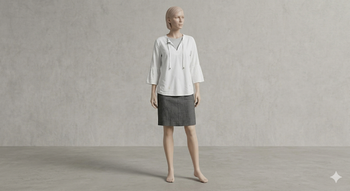 chemisier manches 3-4 avec cordons  blanc Taille unique Camaïeu (bouton de rechange)