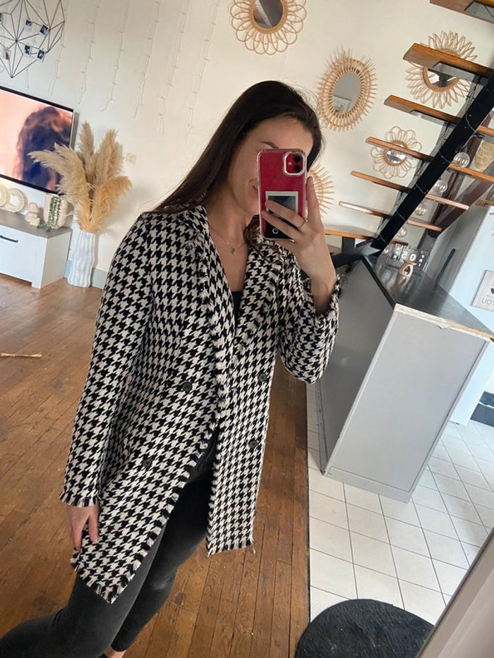 Blazer long pied de poule - photo numéro 4
