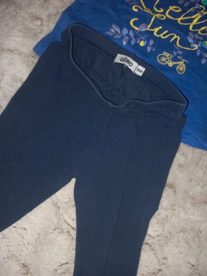 Ensemble leggings marine t-shirt 18 mois fille coton - photo numéro 3
