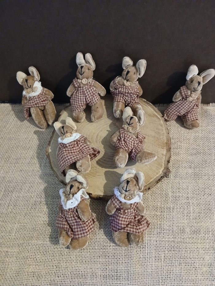 Lot de 8 lapins lapines petites peluches encienne