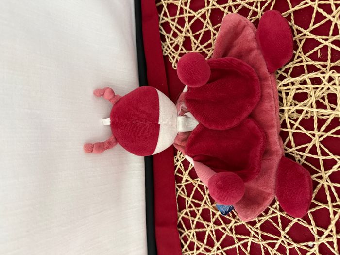 Doudou Papillon Plat Bordeaux Rose et Blanc Sucre d Orge - photo numéro 2