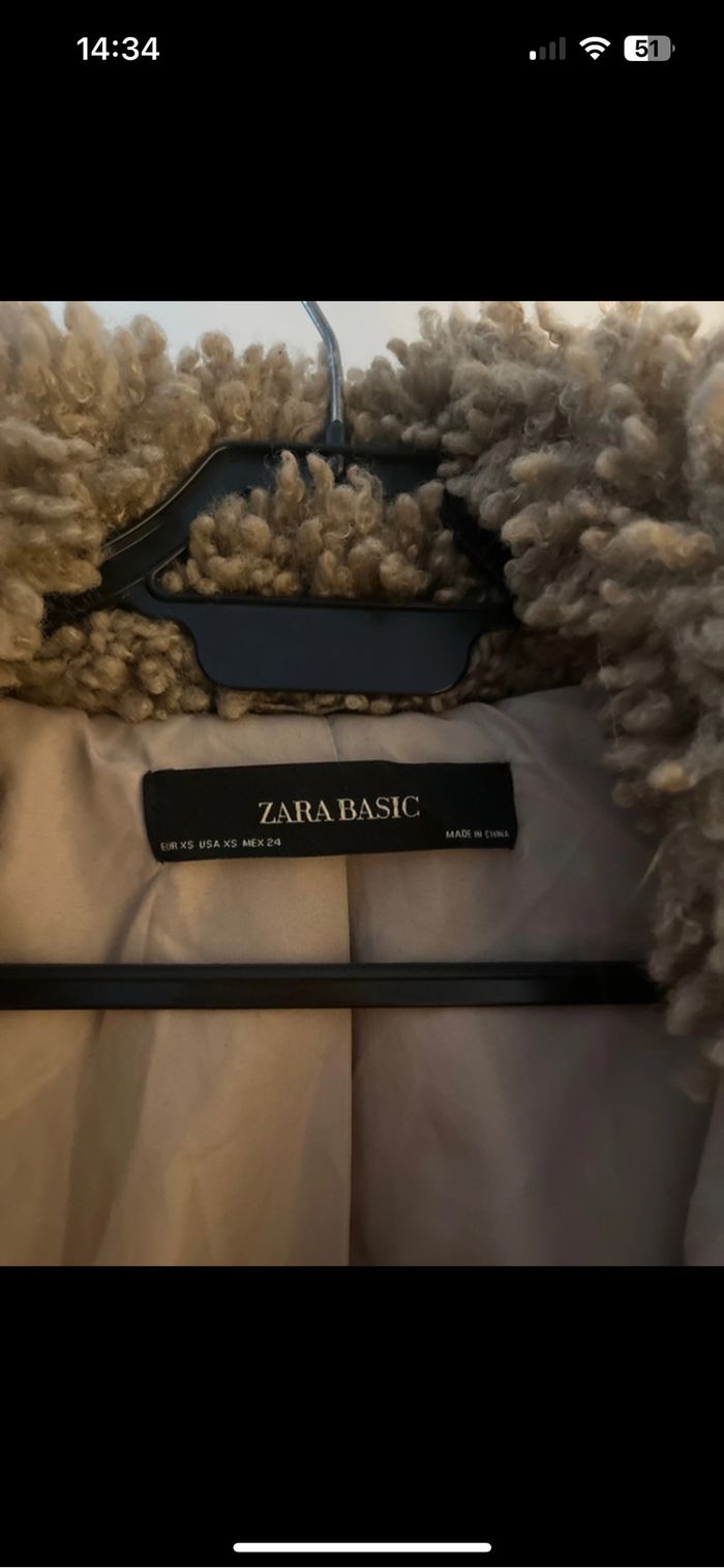 Manteau fausse fourrure Zara beige - photo numéro 2