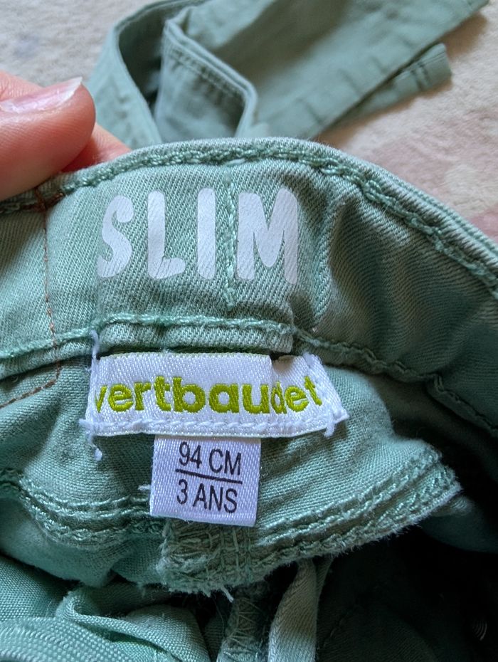 Lot 2 Pantalons Fille Vertbaudet 3 Ans (94 cm) - Vert d'eau & Velours Côtelé Kaki - photo numéro 2